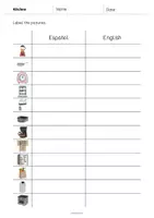 Vista previa - Hojas de trabajo - Kitchen / Cocina: Vocabulary Worksheet 3 (Hoja de trabajo de inglés) - página 3