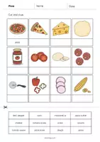 Vista previa - Hojas de trabajo - Pizza: Cut and Glue (Hoja de trabajo de inglés) - página 2