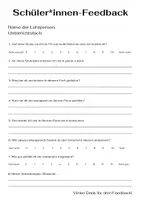 Vorschau - Anderer Materialtyp - Feedbackbogen für Schüler*innen - Deckblatt