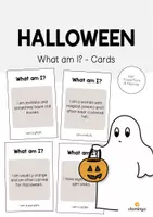 Vista previa - Tarjetas / Manipulativos - Halloween: What am I? - Cards (Juego de adivinanzas para la clase de inglés) - Portada