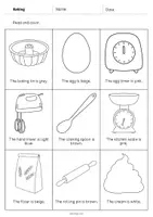 Vista previa - Hojas de trabajo - Baking / Hornear: Read and Color 2 (Hoja de trabajo de inglés) - página 2