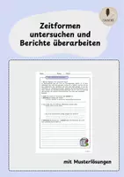 Vorschau - Arbeitsblätter - Zeitformen untersuchen und Berichte überarbeiten (inkl. Musterlösung) - Deckblatt