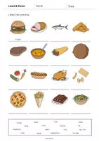 Vista previa - Hojas de trabajo - Lunch & Dinner / Almuerzo y cena: Vocabulary Worksheet 1 (Hoja de trabajo de inglés) - página 3
