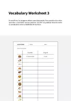 Vista previa - Hojas de trabajo - Lunch & Dinner / Almuerzo y cena: Vocabulary Worksheet 3 (Hoja de trabajo de inglés) - página 1