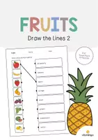 Vista previa - Hojas de trabajo - Fruits / Fruta: Draw the lines 2 (Hoja de trabajo de inglés) - Portada
