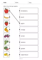 Vista previa - Hojas de trabajo - Fruits / Fruta: Draw the lines 2 (Hoja de trabajo de inglés) - página 2