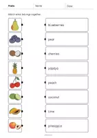 Vista previa - Hojas de trabajo - Fruits / Fruta: Draw the lines 2 (Hoja de trabajo de inglés) - página 3