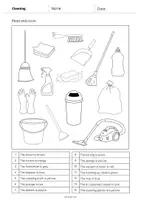 Vista previa - Hojas de trabajo - Cleaning / Limpieza: Read and Color 1 (Hoja de trabajo de inglés) - página 2
