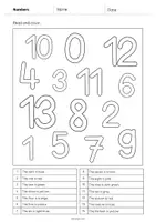 Vista previa - Hojas de trabajo - Numbers / Números: Read and Color 1 (Hoja de trabajo de inglés) - página 2