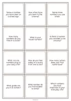Vista previa - Tarjetas / Manipulativos - Numbers / Números: Smalltalk Cards (Tarjetas de conversación) - página 3