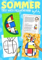 Vorschau - Arbeitsblätter - Abstraktes Obst nach Piet Mondrian - Kunst im Sommer - Deckblatt