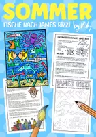 Vorschau - Arbeitsblätter - Unterwasserwelt nach James Rizzi - Buntes Pop Art Kunstprojekt für den Sommer - Deckblatt