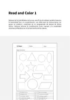 Vista previa - Hojas de trabajo - 2D Shapes / Figuras 2D: Read and Color 1 (Hoja de trabajo de inglés) - página 1