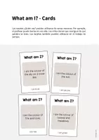 Vista previa - Tarjetas / Manipulativos - Colours / Colores: What am I? - Cards (Juego de adivinanzas para la clase de inglés) - página 1