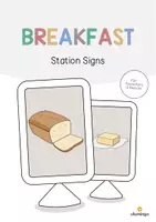 Vista previa - Tarjetas / Manipulativos - Breakfast / Desayuno: Station Signs (Tarjetas de estación) - Portada
