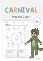 Vista previa - Hojas de trabajo - Carnival / Carnaval: Read and Color 1 (Hoja de trabajo de inglés) - Portada