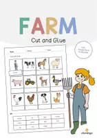 Vista previa - Manualidades / Dibujos para colorear - Farm / Granja: Cut and Glue (Hoja de trabajo de inglés) - Portada