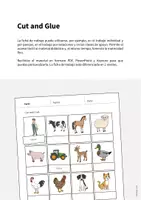 Vista previa - Manualidades / Dibujos para colorear - Farm / Granja: Cut and Glue (Hoja de trabajo de inglés) - página 1