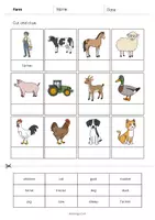 Vista previa - Manualidades / Dibujos para colorear - Farm / Granja: Cut and Glue (Hoja de trabajo de inglés) - página 2