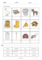 Vista previa - Manualidades / Dibujos para colorear - Farm / Granja: Cut and Glue (Hoja de trabajo de inglés) - página 3