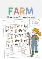Vista previa - Hojas de trabajo - Farm / Granja: How many? – Worksheet (Hoja de trabajo de inglés) - Portada