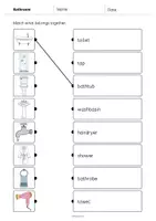 Vista previa - Hojas de trabajo - Bathroom / Baño: Draw the lines 2 (Hoja de trabajo de inglés) - página 2