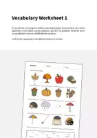 Vista previa - Hojas de trabajo - Autumn / Otoño: Vocabulary Worksheet 1 (Hoja de trabajo de inglés) - página 1