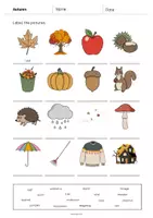 Vista previa - Hojas de trabajo - Autumn / Otoño: Vocabulary Worksheet 1 (Hoja de trabajo de inglés) - página 3