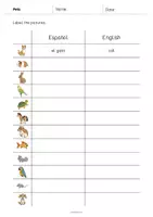 Vista previa - Hojas de trabajo - Pets / Mascotas: Vocabulary Worksheet 3 (Hoja de trabajo de inglés) - página 2