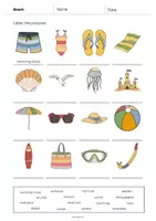 Vista previa - Hojas de trabajo - Beach / Playa: Vocabulary Worksheet 1 (Hoja de trabajo de inglés) - página 3