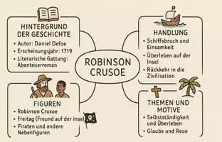 Vorschau - Arbeitsblätter - AB mit Fragen zum Thema "Robinson Crusoe" + Lösungsblatt + Mindmap + Infografik - Seite 2