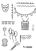 Vorschau - selbst erstellte Cliparts/Grafiken - Sketchnotes Carnaval - Seite 1