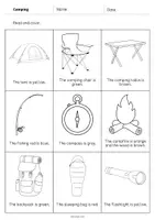 Vista previa - Hojas de trabajo - Camping / Acampada: Read and Color 2 (Hoja de trabajo de inglés) - página 2