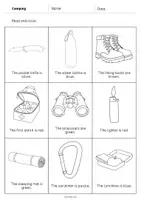 Vista previa - Hojas de trabajo - Camping / Acampada: Read and Color 2 (Hoja de trabajo de inglés) - página 3