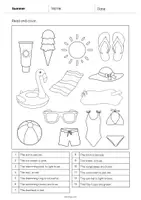 Vista previa - Hojas de trabajo - Summer / Verano: Read and Color 1 (Hoja de trabajo de inglés) - página 2