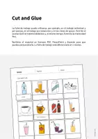 Vista previa - Hojas de trabajo - Drinks / Bebidas: Cut and Glue (Hoja de trabajo de inglés) - página 1