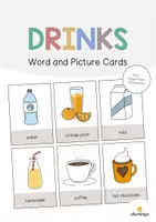 Vista previa - Decoración del aula - Drinks / Bebidas: Word and Picture Cards (Tarjetas con imágenes para la clase de inglés) - Portada
