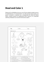 Vista previa - Manualidades / Dibujos para colorear - Toys / Juguetes: Read and Color 1 (Hoja de trabajo de inglés) - página 1