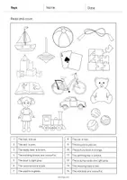 Vista previa - Manualidades / Dibujos para colorear - Toys / Juguetes: Read and Color 1 (Hoja de trabajo de inglés) - página 2