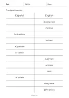 Vista previa - Evaluación - Toys / Juguetes: Vocabulary Mini Test (Test para la clase de inglés) - página 3