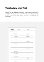 Vista previa - Evaluación - Vegetables / Verduras: Vocabulary Mini Test (Test para la clase de inglés) - página 1