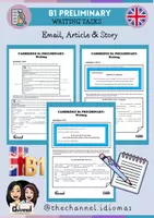 Aperçu - Feuilles d'exercices - B1 PRELIMINARY – WRITING TASKS: Email, Article & Story (2) - Page de couverture