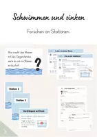 Vorschau - Arbeitsblätter - Schwimmen und sinken - Stationsarbeit zu Verdrängung, Auftrieb (3. Stunde) - Deckblatt