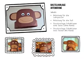 Vorschau - Mal- und Bastelvorlagen - Affen-Krone Basteln Stirnband Theater Kostüm Verkleidung - Seite 2