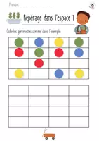 Aperçu - Feuilles d'exercices - 🫛 Au jardin - 🎯 Fiches gommettes – Repérage spatial - Page 1