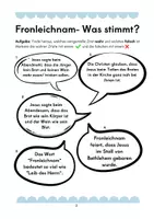 Vorschau - Arbeitsblätter - Fronleichnam: Text mit richtig- und falsch- Aufgaben, Lösungen - Seite 1