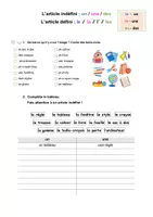 Vorschau - Arbeitsblätter - Französisch: Übungen zum Artikel une/un/des - la/le/les + Lösungen - Seite 1