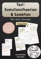 Vorschau - Arbeitsblätter - Test zu Evolutionstheorien und Selektion // Evolution - Deckblatt