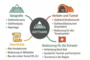 Vorschau - Arbeitsblätter - AB mit Fragen zum Thema "Gotthard" + Lösungsblatt + Mindmap + Infografik - Seite 2