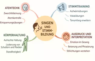 Vorschau - Arbeitsblätter - Arbeitsblatt "Singen und Stimmbildung - Techniken und Übungen" + interaktive Lösung & MP3 + Mindmap + Infografik - Seite 1